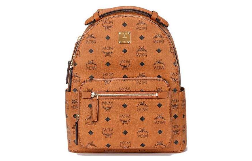 MCM MCM Stark Leather Handbag Backpack Small Unisex Brown Cognac