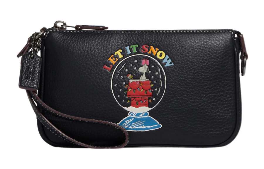 COACH Peanuts Snoopy Collaboration Nolita Pebbled Leather Wrist Bag Clutch Small Women's Marine Blue