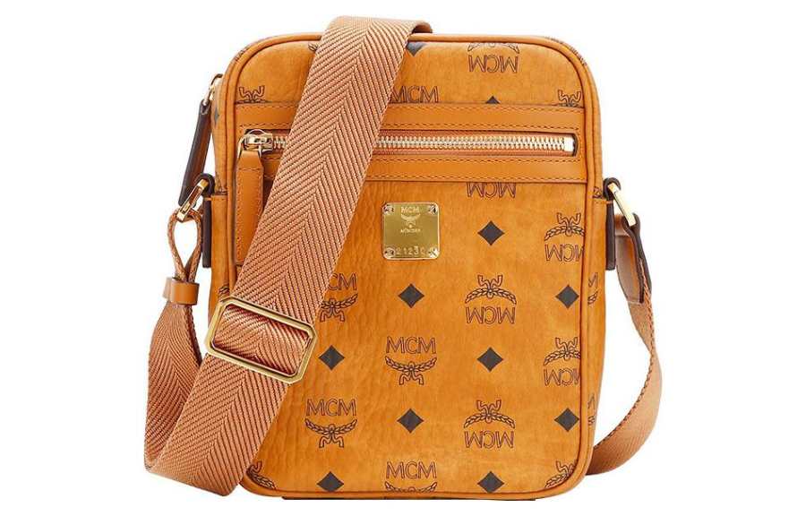 MCM Visetos Motif Classic Messenger Crossbody Bag Brown