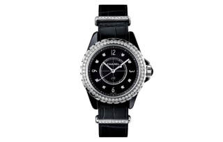 CHANEL J12 Collection Wrist Watches Quartz Movement Crocodile Leather Strap Black Dial Women's H4189