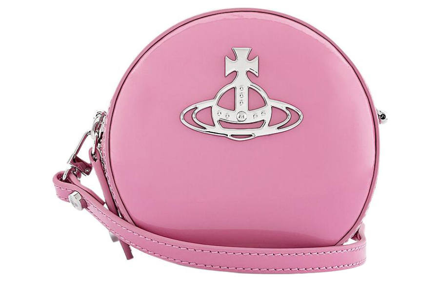 Vivienne Westwood Vivienne Westwood Vivienne Westwood Bright Patent Leather Cow Leather Round Bag, Shoulder Bag, Crossbody Bag Mini