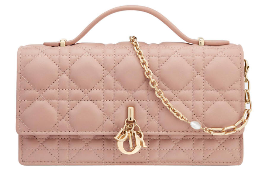 DIOR Lady Dior Sheepskin Handbag Regular Women's Rose Pink