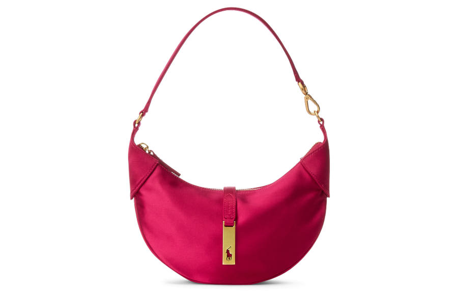 Polo Ralph Lauren Polo Ralph Lauren Polo ID Satin Fabric With Cow Leather Trim Handbag, Shoulder Bag Mini Women's Rose Red