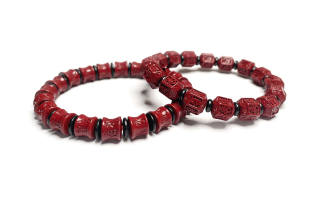 MOUNTAINS AND MANS Reconstructed Cinnabar Beaded Bracelets Unisex