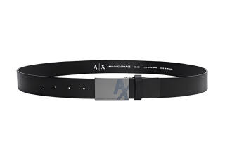 ARMANI EXCHANGE ARMANI EXCHANGEAE Solid Color Logo Print Smooth Buckle Belt Men's Width 3.5cm