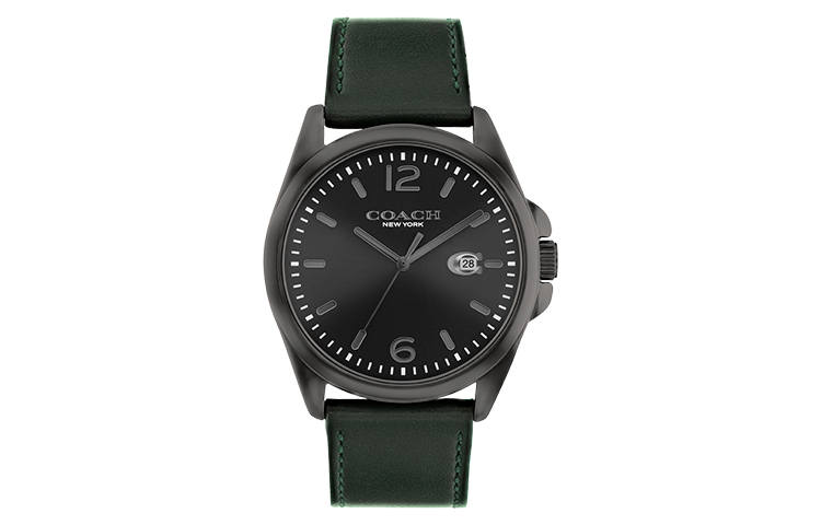 COACH GREYSON Wrist Watches Quartz Movement Leather Strap 41mm Black Dial Men's Watches 30m Water Resistant