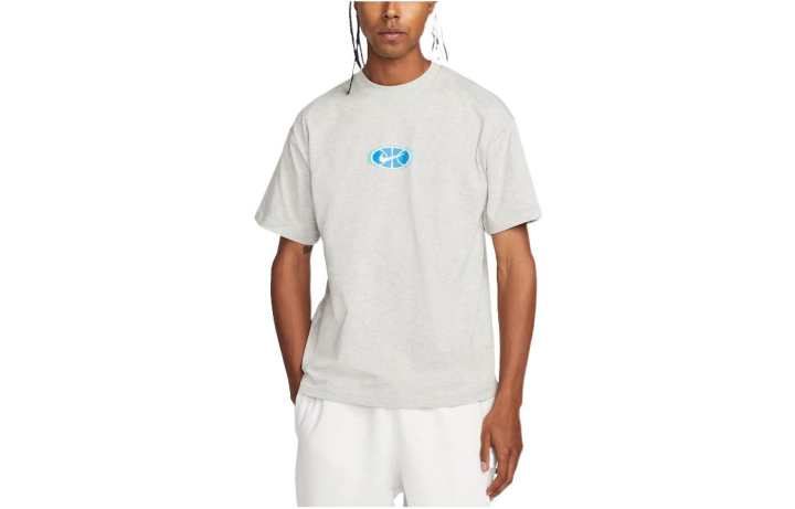 Nike Nike T Shirts Men's Gray Crew Neck Moderate Straight Fit
