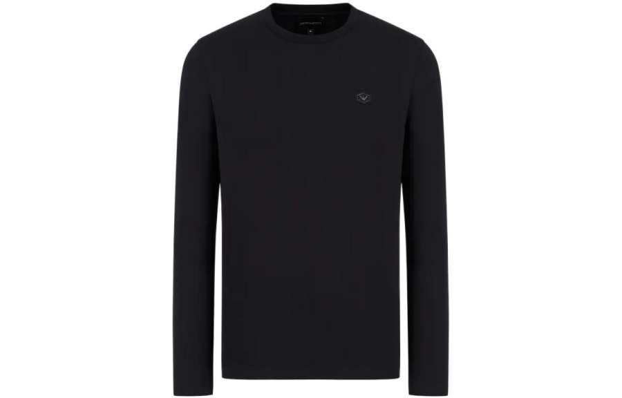 EMPORIO ARMANI Logo Patch Long Sleeved Crewneck T Shirt