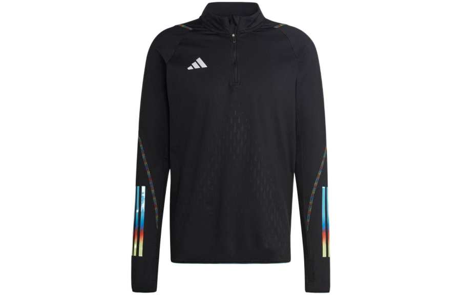 Adidas Adidas T Shirts Men's Black Stand Collar Moderate Straight Fit
