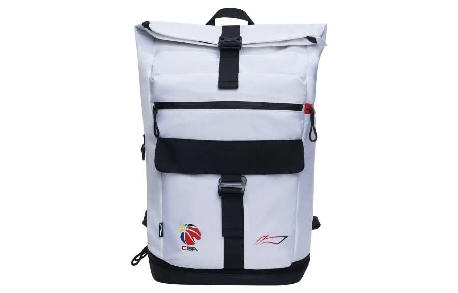 Li-Ning Li Ning Sports Basketball Collection Polyester Students Backpack Unisex White