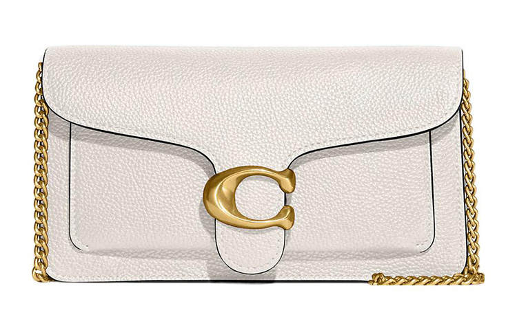 COACH Chain Leather Shoulder Bag, Crossbody Bag, Clutch Small Women's Chalk White