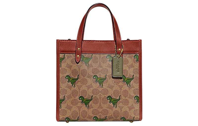 COACH Field Canvas Artificial Leather Tote Bag, Shopping Bag, Shoulder Bag, Crossbody Bag, Handbag Small Women's Tan