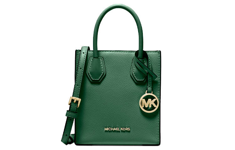 MICHAEL KORS Mercer Pebbled Leather Trunk Bag, Handbag, Shoulder Bag, Crossbody Bag Mini Women's Green
