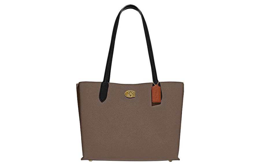 COACH Willow Canvas, Cow Leather, Artificial Leather Tote Bag, Shopping Bag, Handbag, Shoulder Bag Women's Dark Gray
