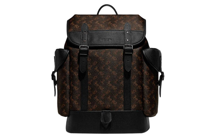 COACH Hitch With Cow Leather And PVC Backpack Large Men's Dark Brown