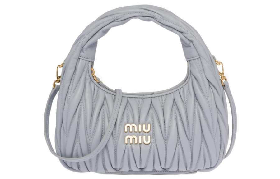 MIU MIU Wander Soft Sheep Leather Hobo Bag, Crescent Bag, Shoulder Bag, Crossbody Bag, Handbag Small Women's
