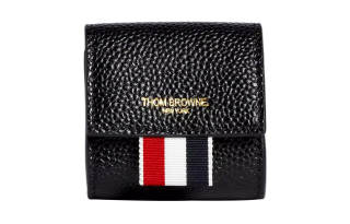 THOM BROWNE THOM BROWNE· Satin Logo Pebble Leather Coin Purse Small Men's Black