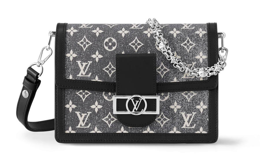 LOUIS VUITTON Dauphine Fabric With Cow Leather Trim Dafne Handbag, Shoulder Bag Women's Gray