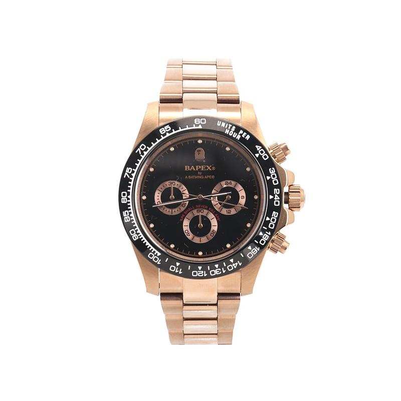 A BATHING APE Quartz Movement Stainless Steel Strap Watch Unisex Black Dial