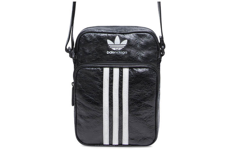 Balenciaga X Adidas Originals Collaboration Sheepskin Messenger Bag, Crossbody Bag, Shoulder Bag Unisex Black