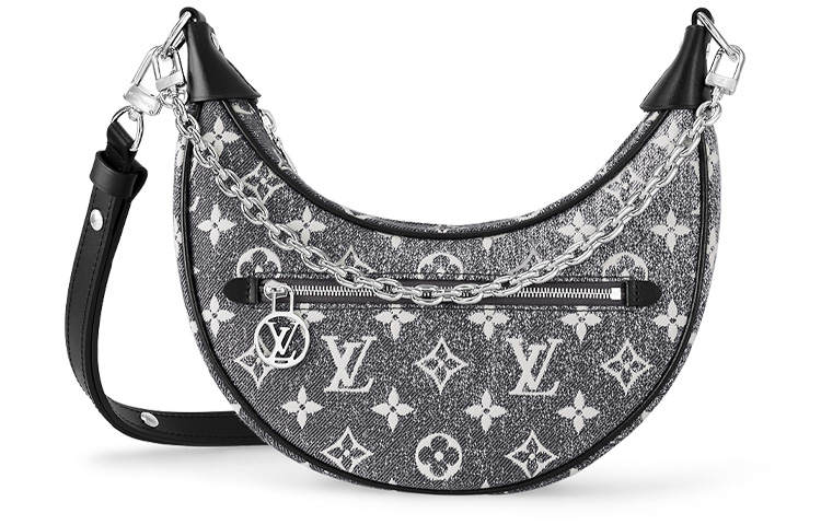 LOUIS VUITTON Loop Denim With Cow Leather Trim Pea Bag, Shoulder Bag, Handbag, Shoulder Bag Women's Gray
