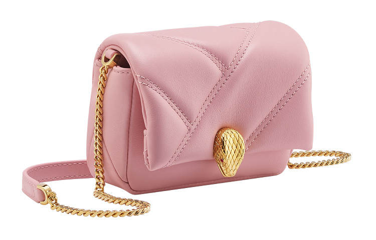 BVLGARI Serpenti Cabochon Calfskin Crossbody Bag, Shoulder Bag Mini Women's Pink
