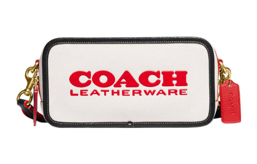 COACH Kia Natural Pebbled Leather Camera Bag, Shoulder Bag, Crossbody Bag Medium Women's Chalk White