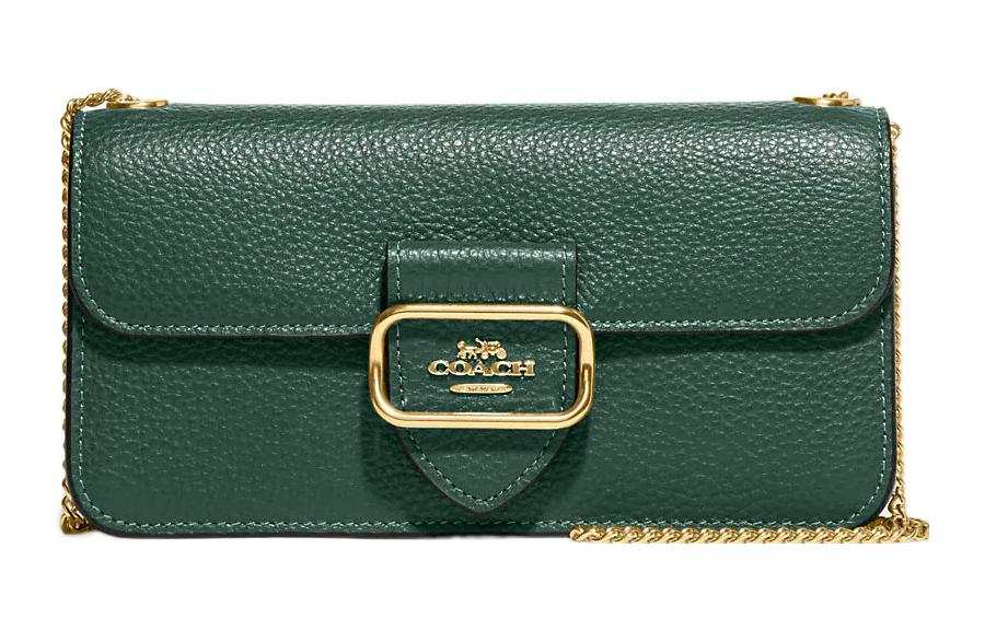 COACH Morgan Pebbled Leather Handheld Shoulder Bag, Crossbody Bag Small Women's Dark Green