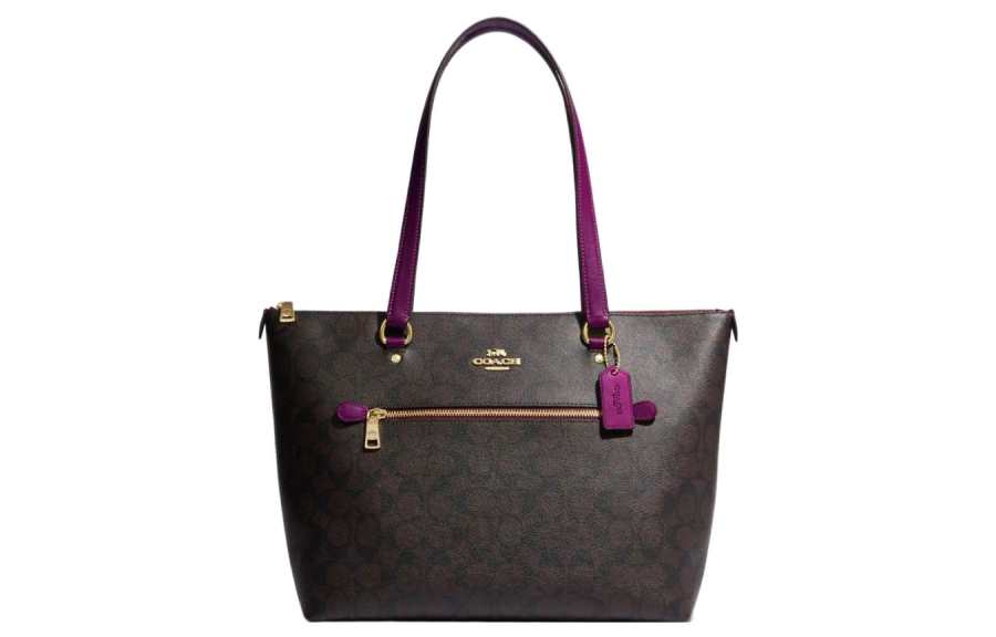 COACH Gallery Coated Canvas With Leather Tote Bag, Shopping Bag, Handbag, Shoulder Bag Large Women's