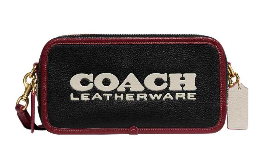 COACH Kia Natural Pebbled Leather Camera Bag, Shoulder Bag, Crossbody Bag Women's Black