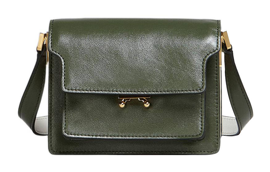 MARNI Trunk Calfskin Crossbody Bag, Shoulder Bag Regular Women's Green/White
