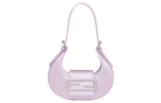 FENDI Cookie Satin Fabric With Sheepskin Shoulder Bag, Crescent Bag, Handbag, Shoulder Bag Women's Purple