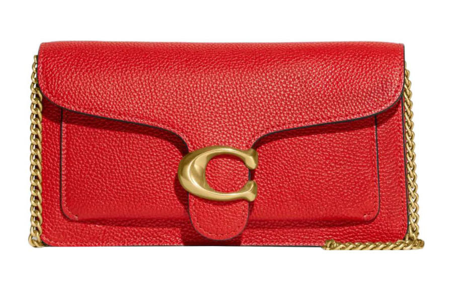 COACH Pebbled Leather One Shoulder Crossbody Clutch Small Women's Red