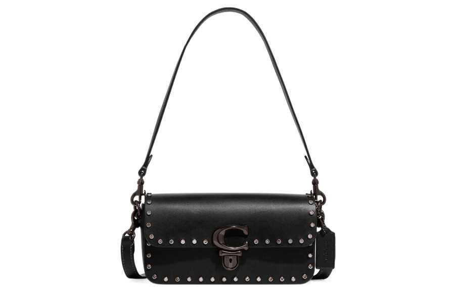 COACH Studio Glove Tanned Leather Shoulder Bag, Crossbody Bag Small Women's Black