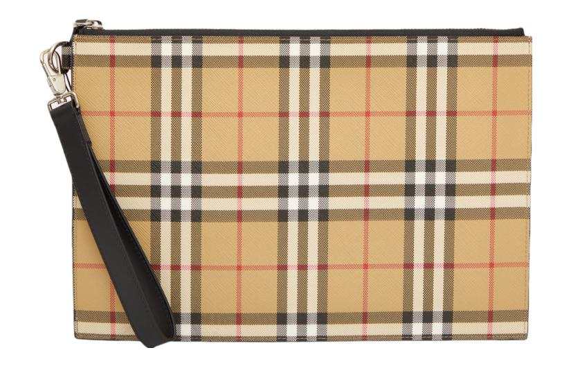 Burberry VINTAGE Leather Clutch Regular Men's Light Umber