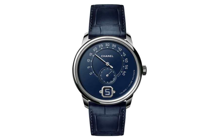CHANEL MONSIEUR DE CHANEL Wrist Watches Automatic Mechanical Movement Crocodile Leather Strap Blue Dial Men's