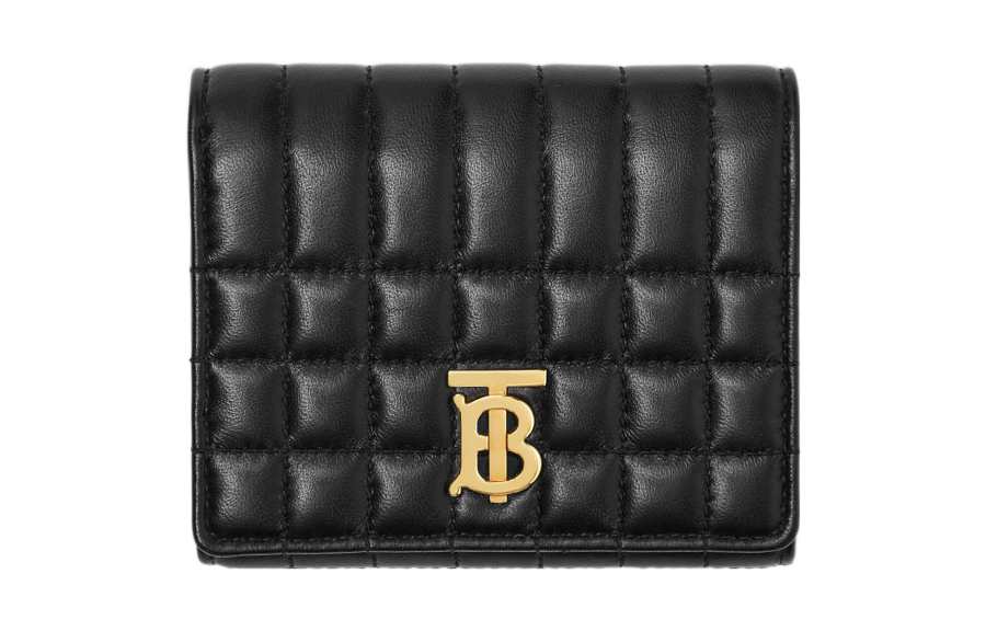 Burberry Quilted Leather Small Lola Folding Wallet Black /Light Gold