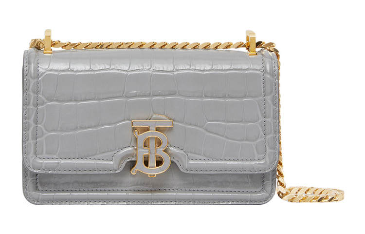 Burberry Calfskin Lock Bag, Shoulder Bag, Crossbody Bag Mini Women's Gray