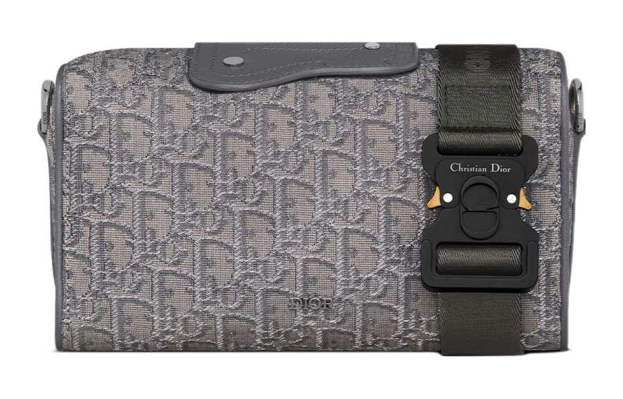 DIOR Lingot Oblique Embroidery Monogram All Over Print Handbag, Shoulder Bag, Crossbody Bag Men's Metal Gray