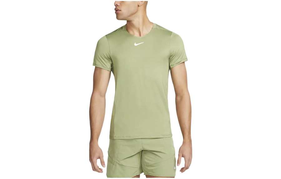 Nike Nike Dri Fit T Shirts Men's Avocado Green Crew Neck Moderate Straight Fit