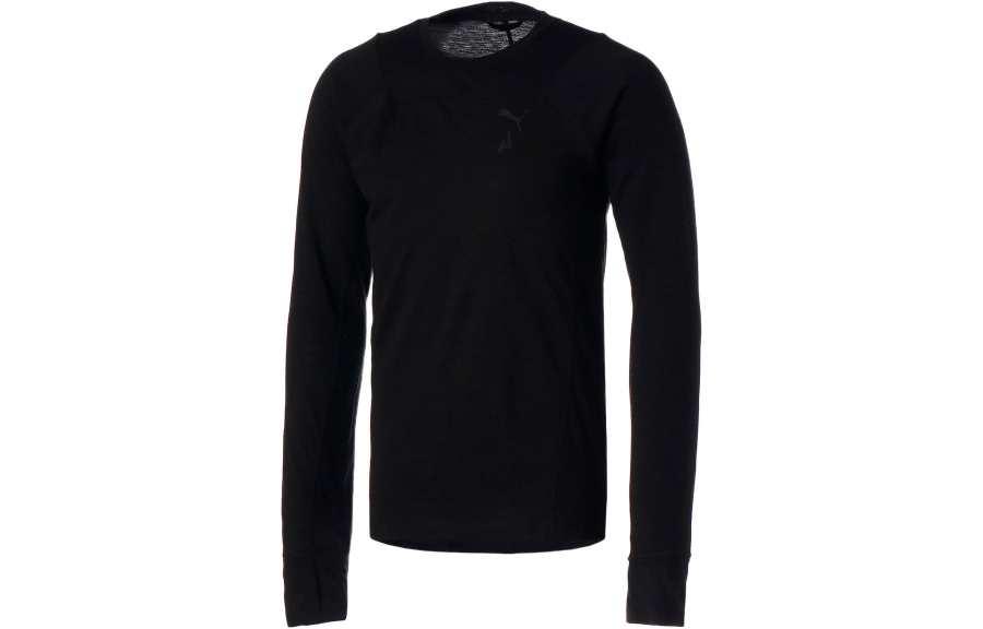 PUMA T Shirts Men's Black Crew Neck Moderate Straight Fit
