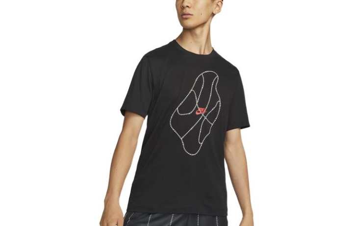 Nike Nike T Shirts Men's Black Crew Neck Moderate Straight Fit