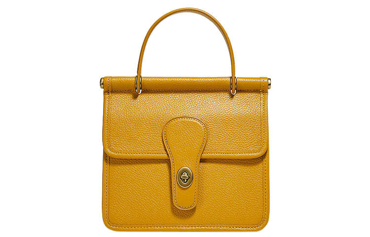 COACH Willis Pebbled Leather Handbag, Shoulder Bag, Crossbody Bag Small Women's Yellow
