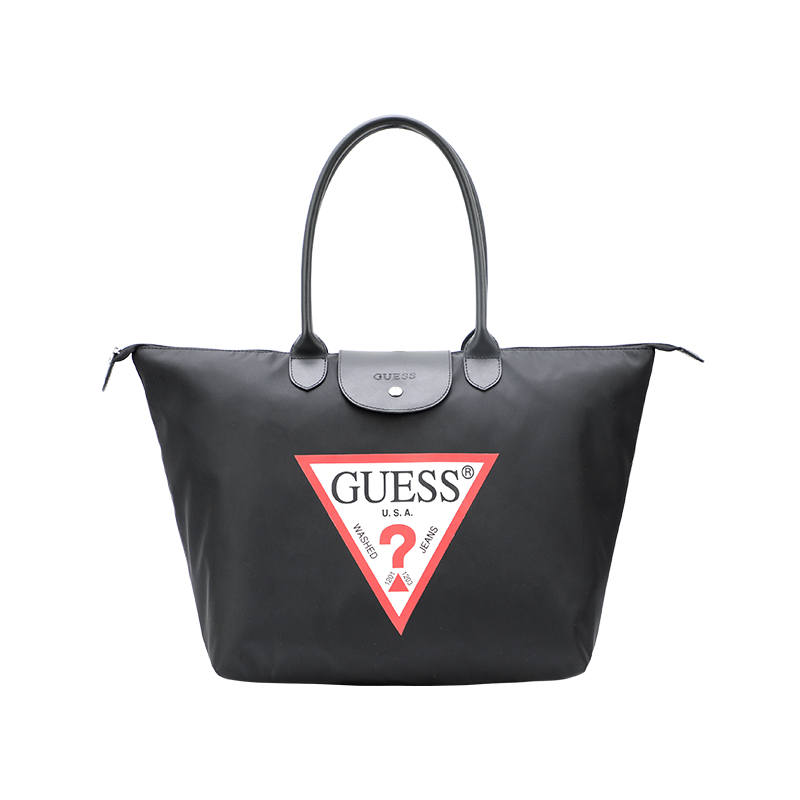GUESS Pu Large Capacity Basket Bag, Portable Commute Shoulder Bag, Yoga Bag Regular Unisex Black