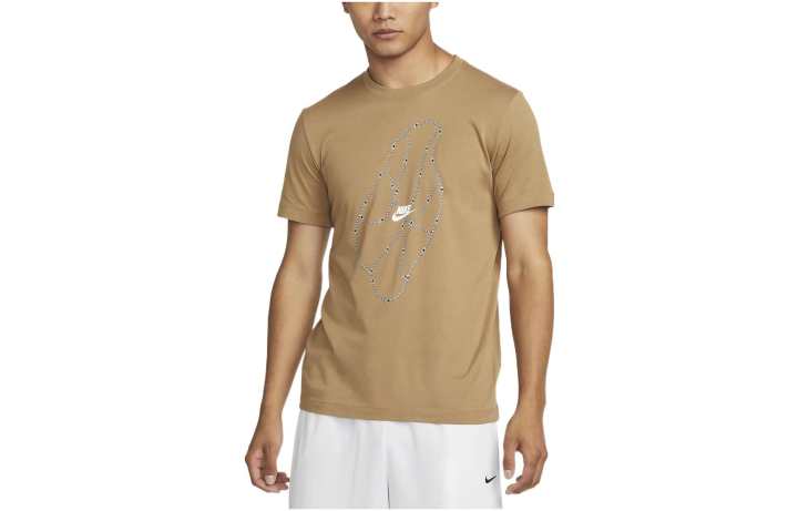Nike Nike T Shirts Men's Brown Crew Neck Thin Straight Fit