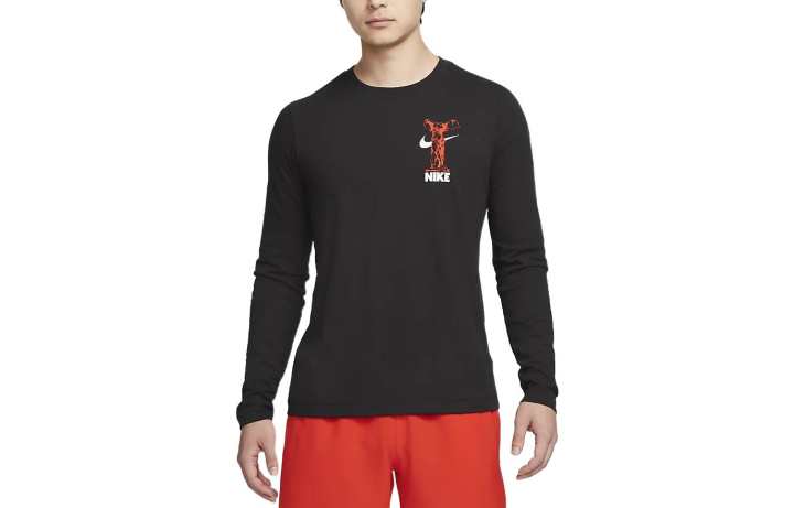 Nike Nike T Shirts Men's Black Crew Neck Moderate Straight Fit