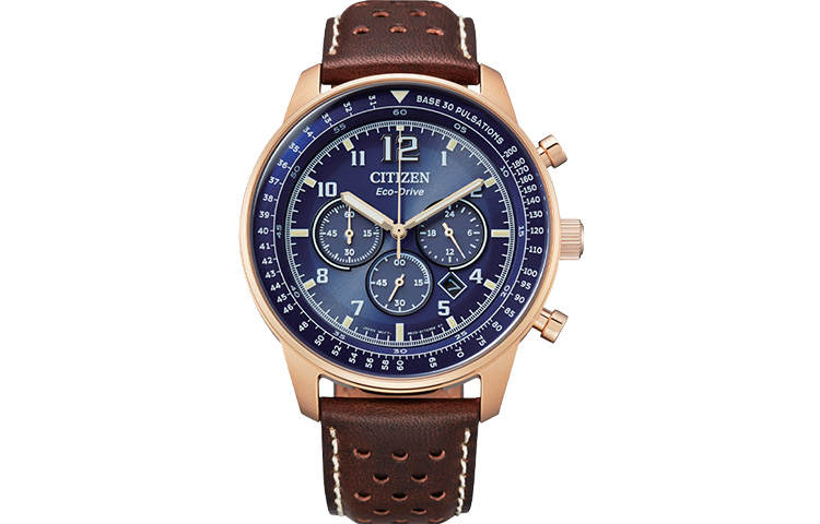 CITIZEN FUTURE FORCE Series Light Powered Quartz Movement Genuine Leather Strap Watch Men's Watches
