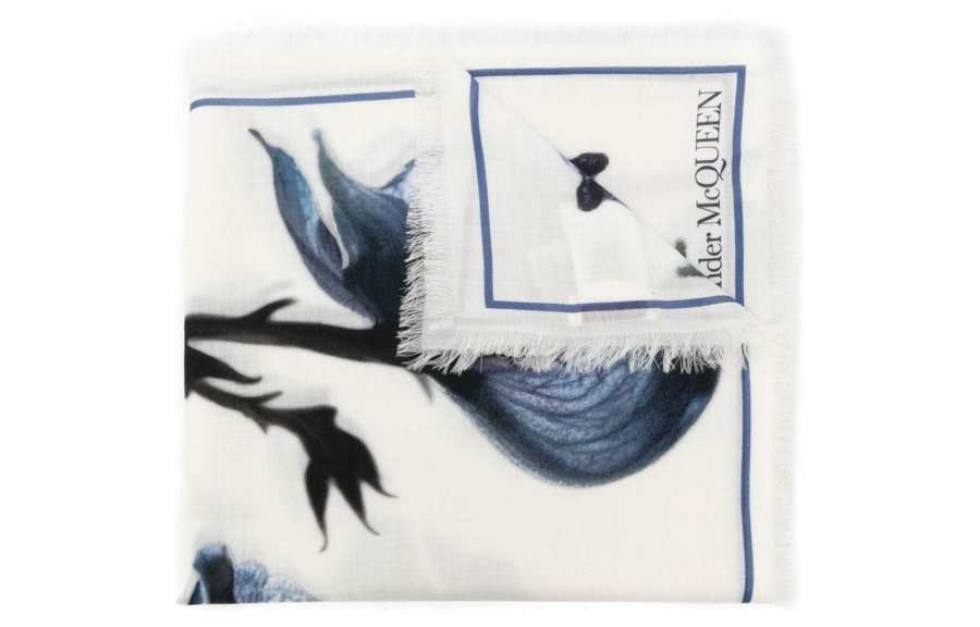 Alexander McQueen Knit Scarf Women's White/Blue