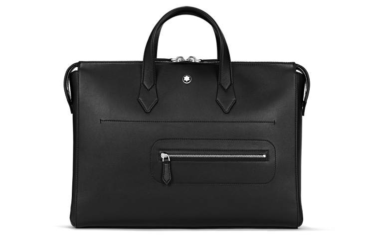 MONTBLANC Meisterstuck Leather Portable One Shoulder Crossbody Briefcase Men's Black