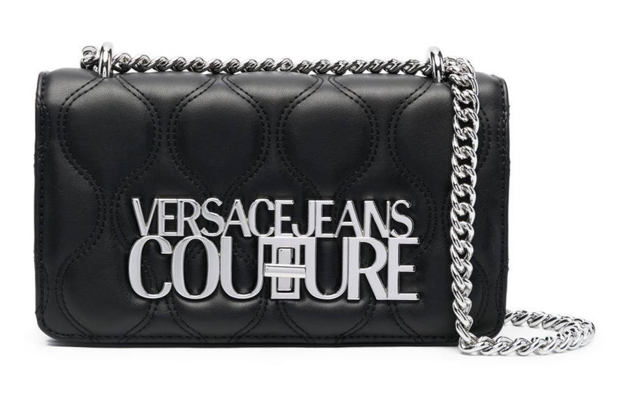VERSACE JEANS COUTURE Polyurethane Shoulder Bag, Crossbody Bag Regular Women's Black
